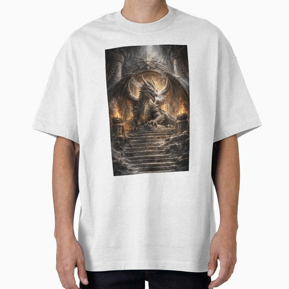 Stone Throne Dragon – Dark Fantasy Guardian by DrakariArt T-Shirts, Hoodie, Sweatshirt | BlankRebels.com (Image 1)