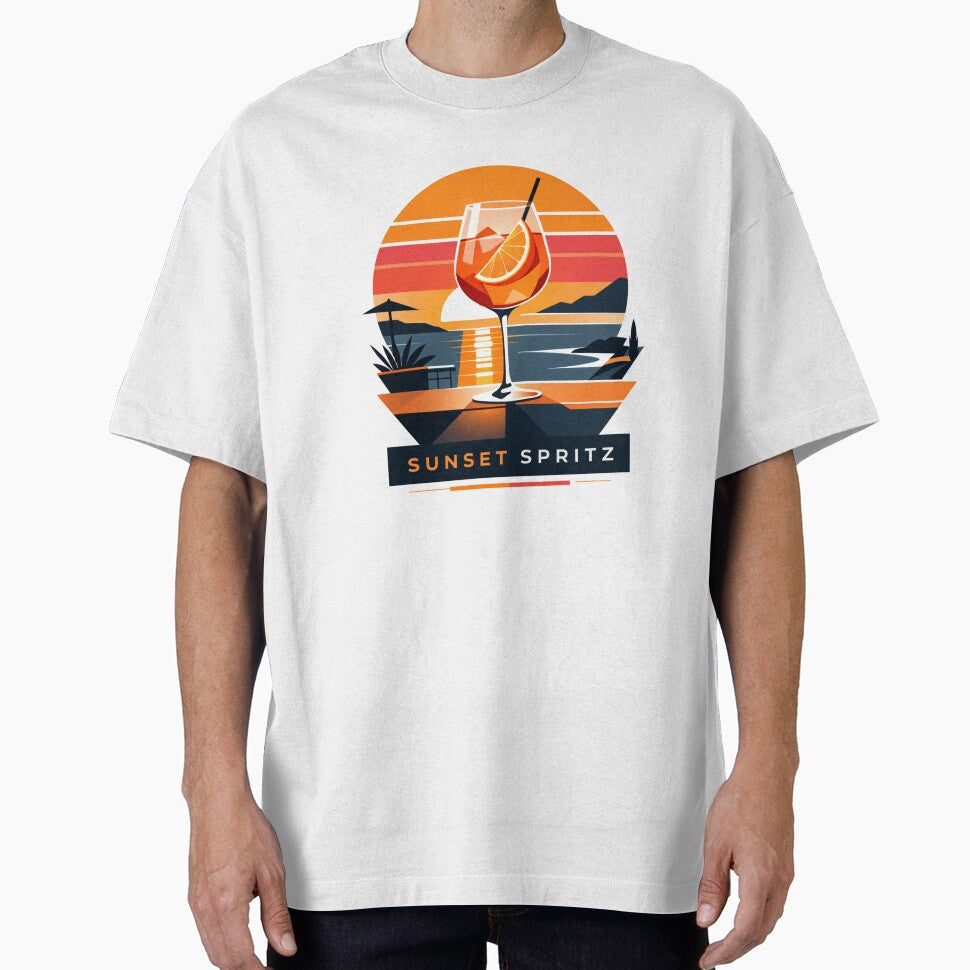 Sunset Spritz – Stylish summer cocktail design in a retro sunset look by FrenchieFever T-Shirts, Hoodie, Sweatshirt (Image 1)