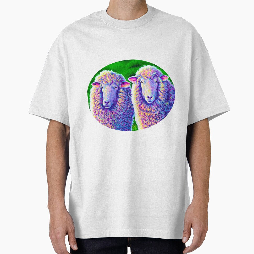 Colorful Sheep Portrait - Charlie and Curtis by Rebecca Wang T-Shirts, Hoodie, Sweatshirt | BlankRebels.com (Image 1)
