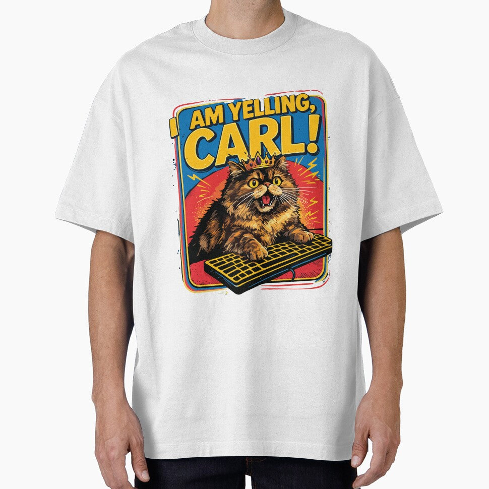I Am Yelling Carl Funny Angry Cat Meme Retro Design by kiralynstration