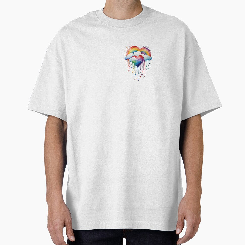 Drippy Rainbow Heart confetti Hug and rainclouds raining stars by Zencookie T-Shirts, Hoodie, Sweatshirt (Image 1)