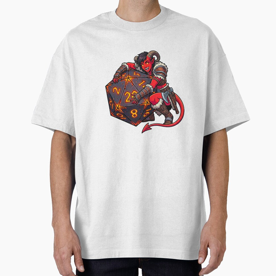 Rage & Roll: Tiefling Barbarian Dice Goblin by SkinnyFlatWhite T-Shirts, Hoodie, Sweatshirt | BlankRebels.com (Image 1)