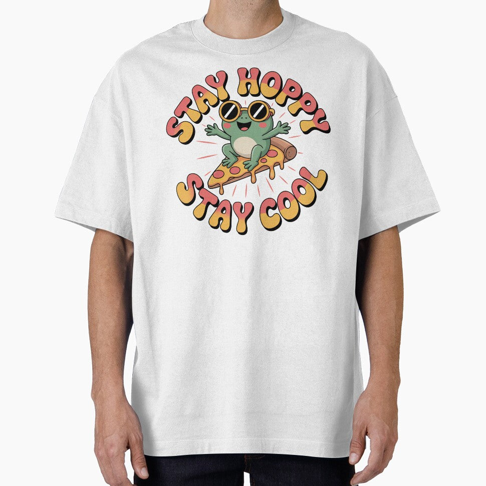 Kawaii Frog, Cute Kawaii Frog Riding On A Pizza Slice by graphic-genie T-Shirts, Hoodie, Sweatshirt (Image 1)