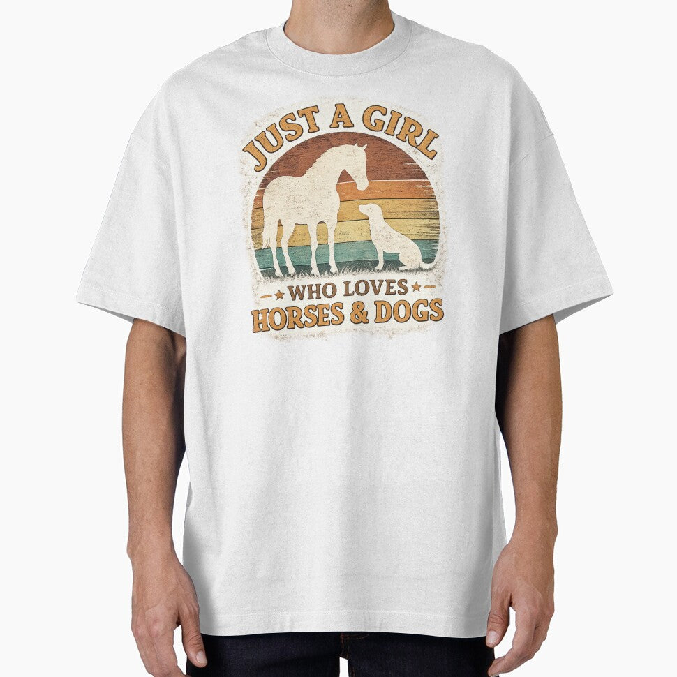 Just a Girl Who Loves Horses and Dogs – Vintage Farm Animal Lover Design by VeLuna64