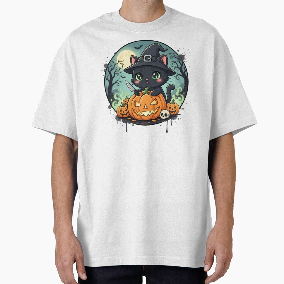 Cute Black Cat Halloween, Cute Kawaii by graphic-genie T-Shirts, Hoodie, Sweatshirt | BlankRebels.com (Image 1)
