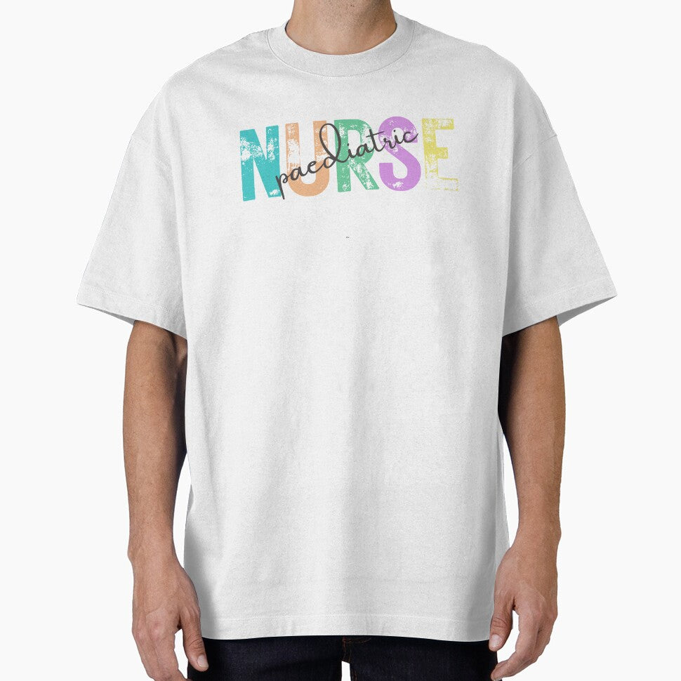 Paediatric Nurse T-Shirt Colorful Rainbow Letters Pediatric Nurse Gift by Fig Tree Lane (Image 1)