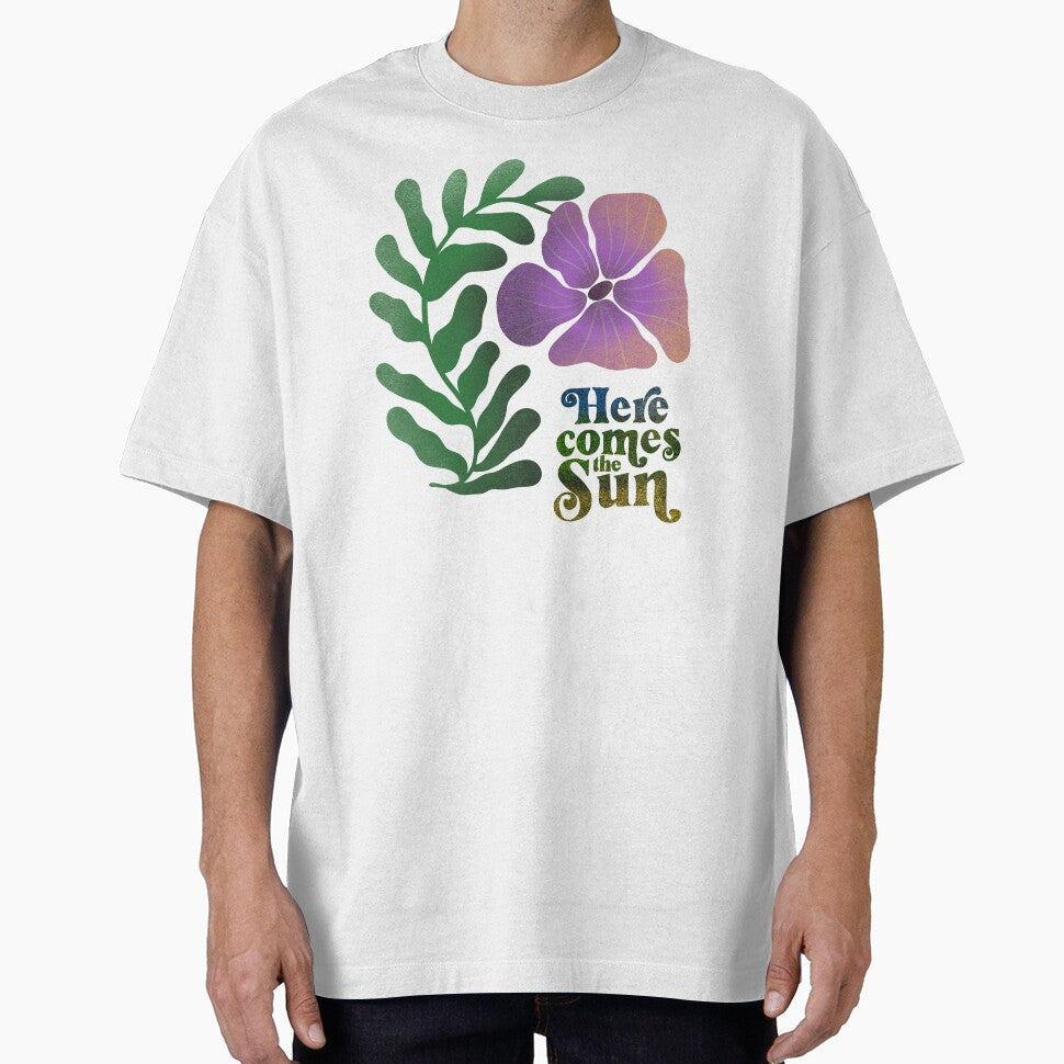 Retro Floral “Here Comes the Sun” Sticker by Viktoriia13 T-Shirts, Hoodie, Sweatshirt | BlankRebels.com (Image 1)