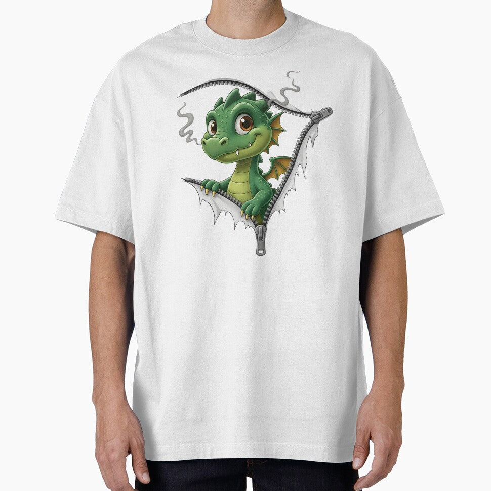Cute Dragon Zipper Peek Cartoon Illustration by aaljone007 T-Shirts, Hoodie, Sweatshirt | BlankRebels.com (Image 1)