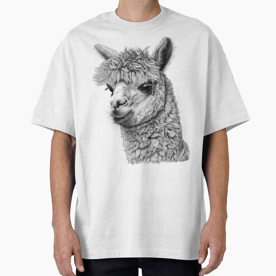 Alpaca Realistic Design, Black and White, Digital Art, Animals, Nature by Tomioka-Art