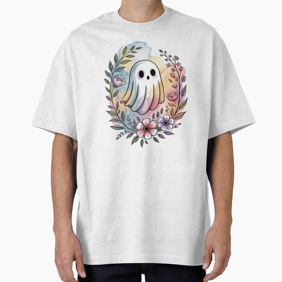 Floral Ethereal Pastel Dream Whimsical Ghost Tee Whimsical Watercolor Tattoo Shirt Soft Cottagecore Aesthetic... (Image 1)