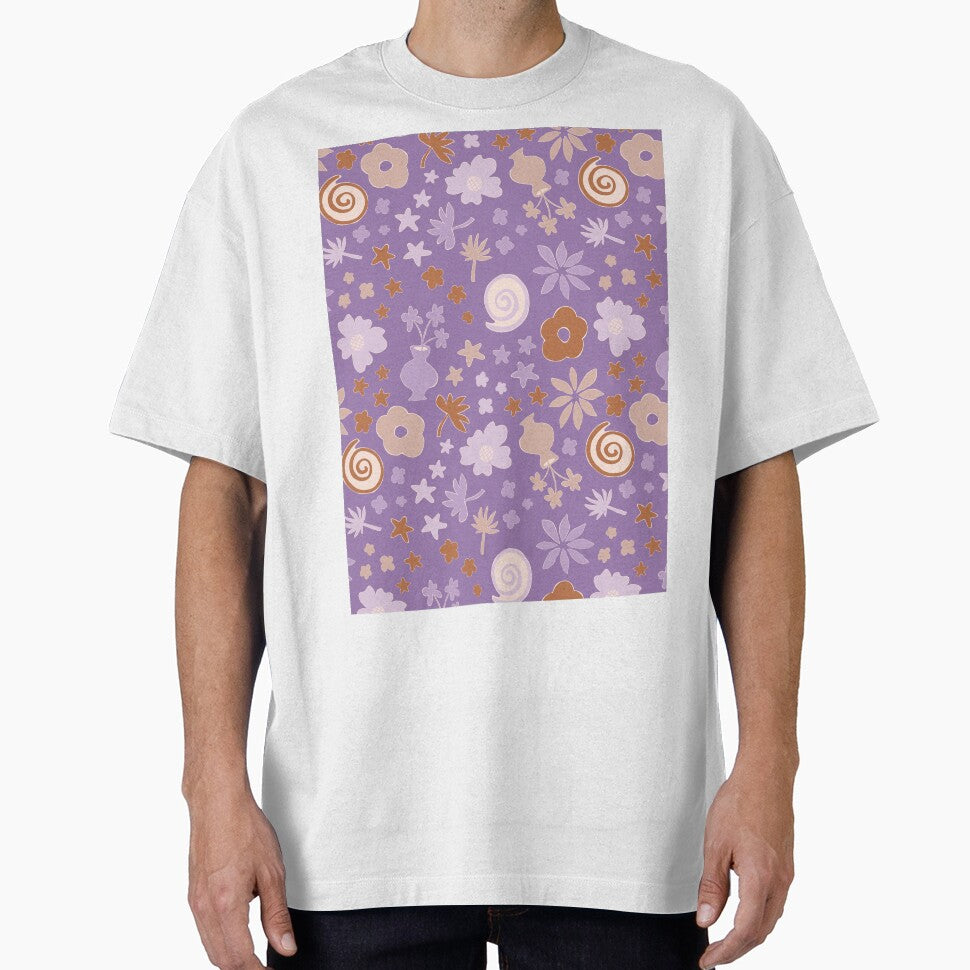 Boho Purple Lilac Beige Brown Flower Pattern Girls Room by blomastudios T-Shirts, Hoodie, Sweatshirt (Image 1)