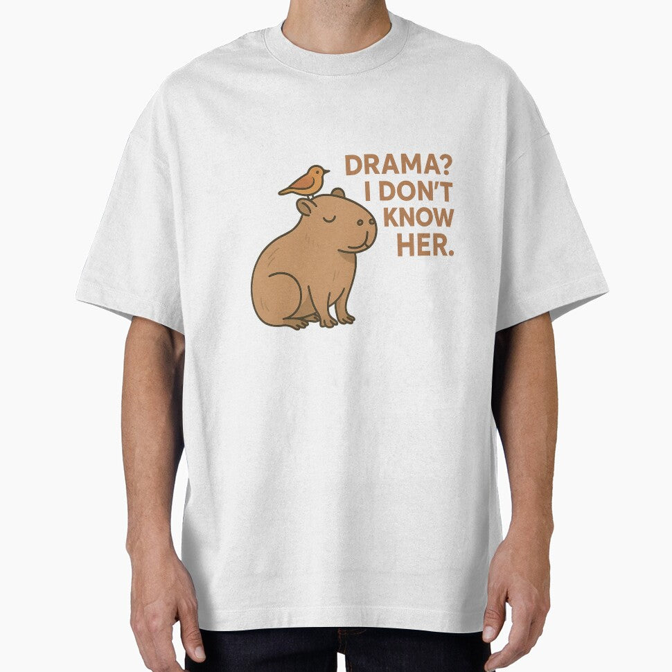 drama i dont know her No Drama Capybara – Chill Funny Animal Sticker by El-kournafi T-Shirts, Hoodie, Sweatshirt (Image 1)