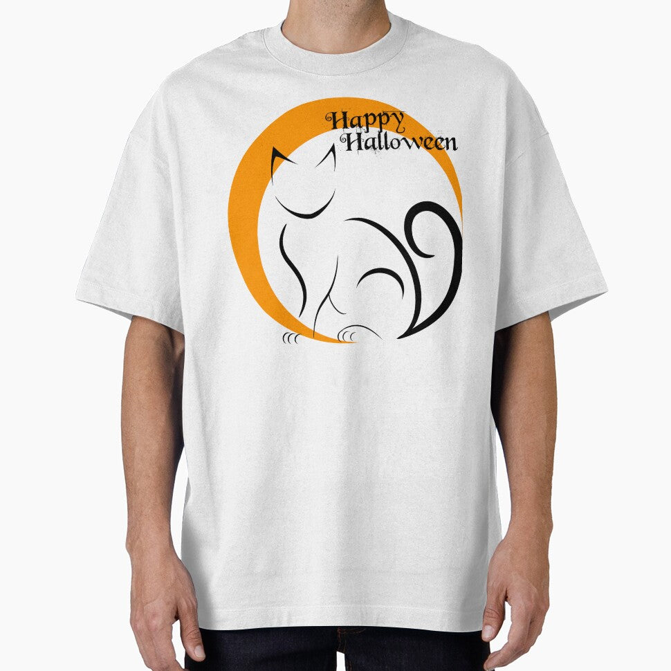 Happy Halloween Black Cat with Moon by Risa-C T-Shirts, Hoodie, Sweatshirt | BlankRebels.com (Image 1)