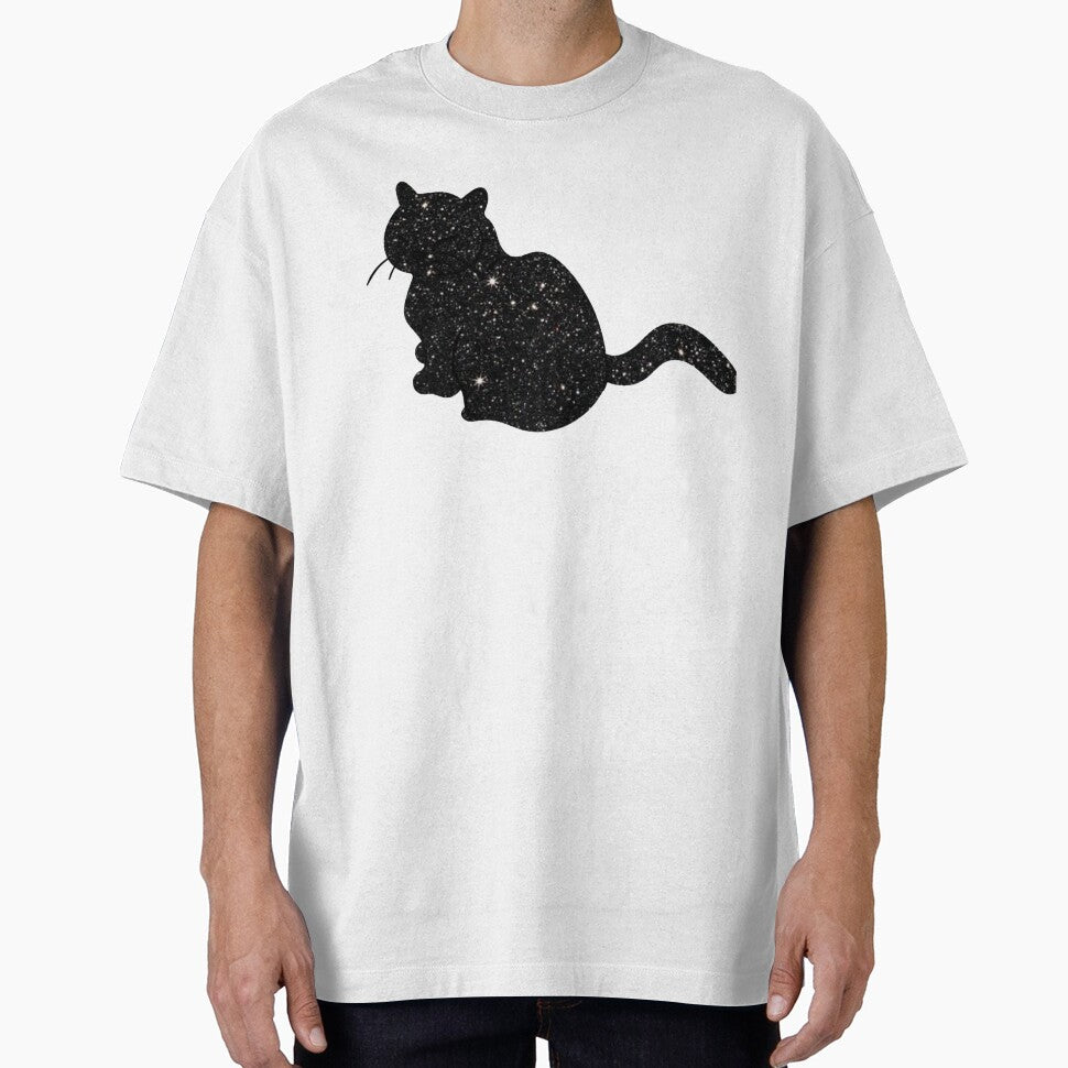 Black glitter cat silhouette by Cosmic Detour T-Shirts, Hoodie, Sweatshirt | BlankRebels.com (Image 1)