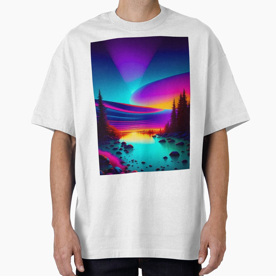 Large Colorful Mountain Lake Abstract Art by Esterlane T-Shirts, Hoodie, Sweatshirt | BlankRebels.com (Image 1)