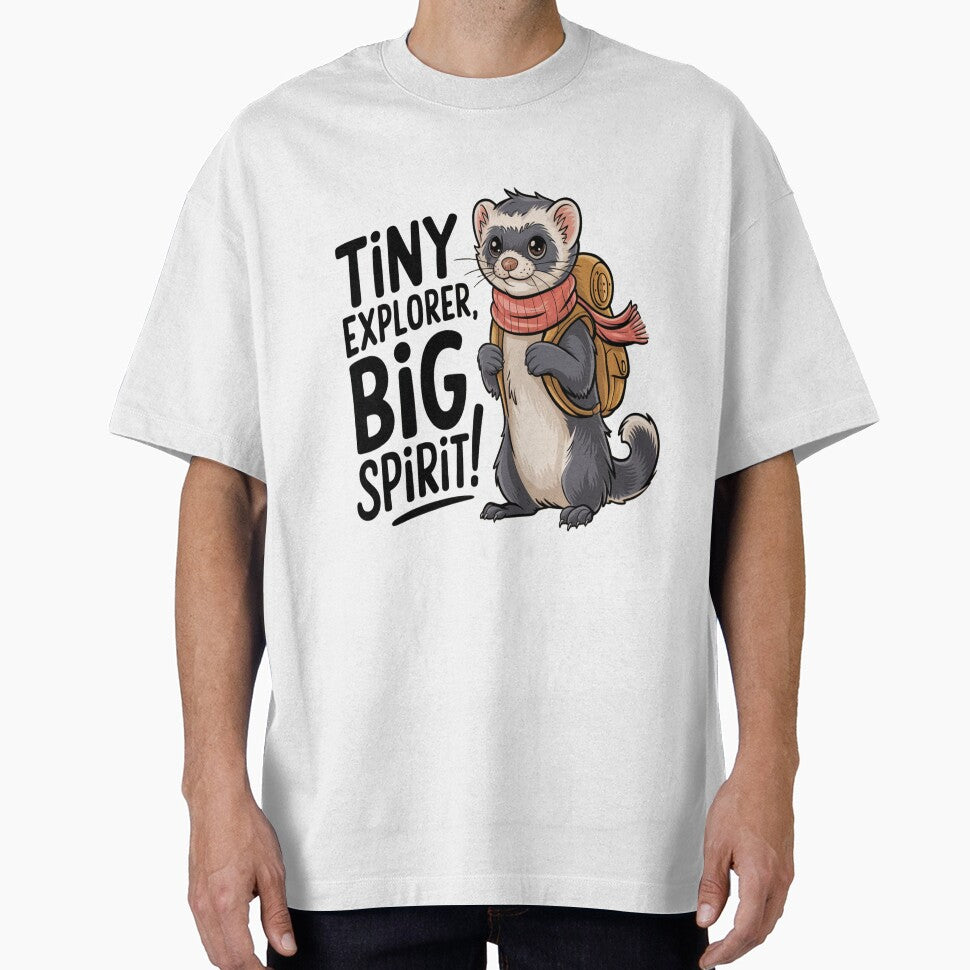 Tiny Explorer Big Spirit Ferret Adventure Design by Petpixy T-Shirts, Hoodie, Sweatshirt | BlankRebels.com (Image 1)