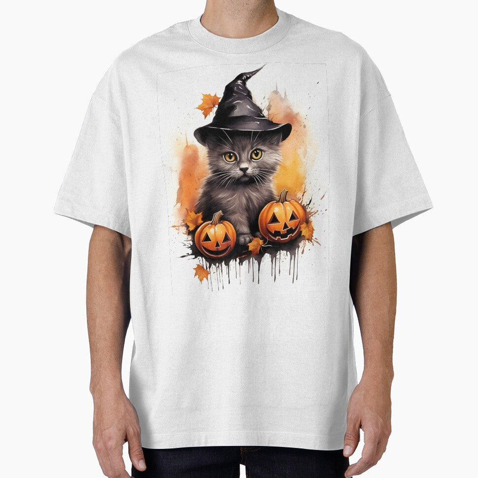 cute black cat and pumpkin halloween print by dcrc T-Shirts, Hoodie, Sweatshirt | BlankRebels.com (Image 1)