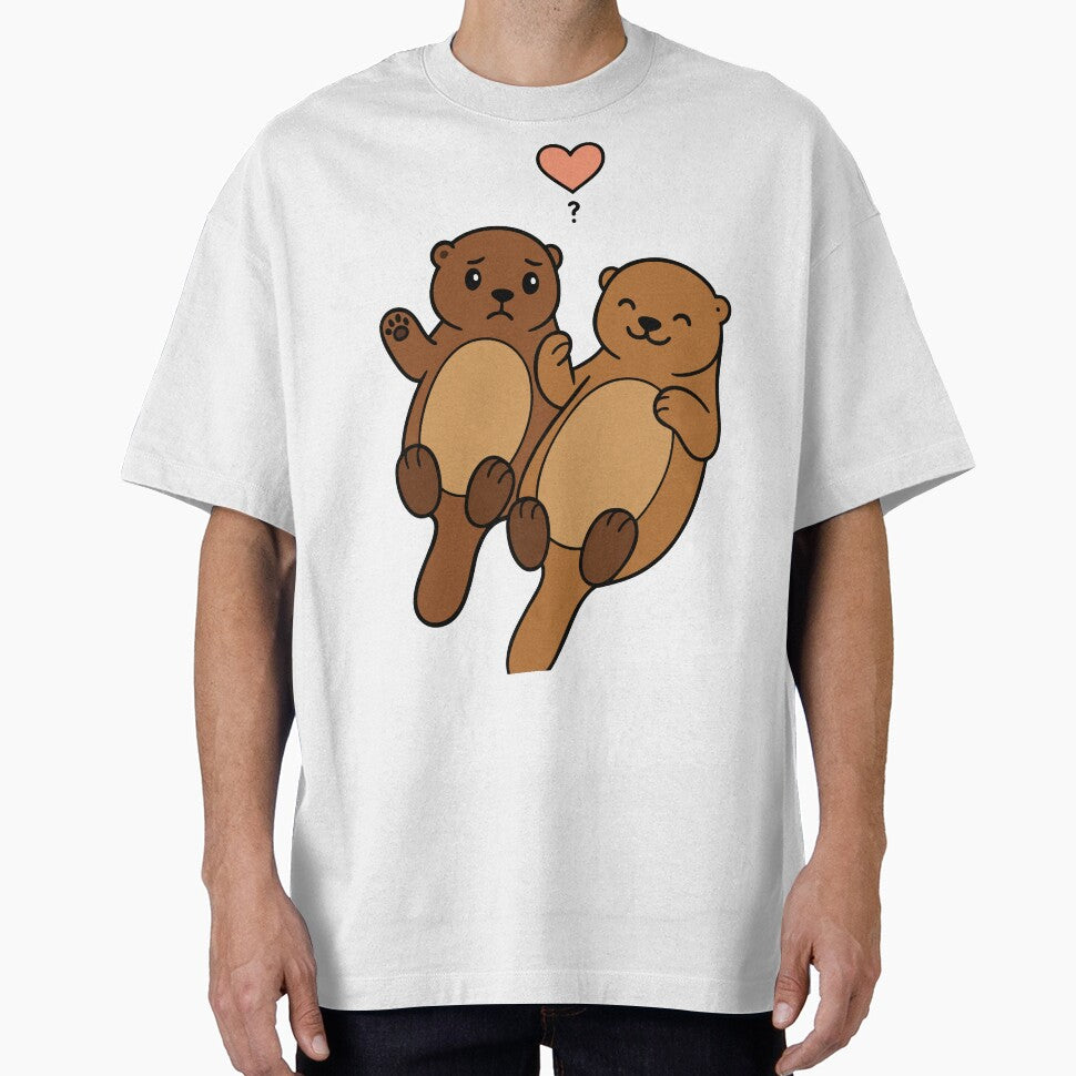Cute Otter Couple in Love – Adorable Animal Illustration by graphicnew T-Shirts, Hoodie, Sweatshirt (Image 1)