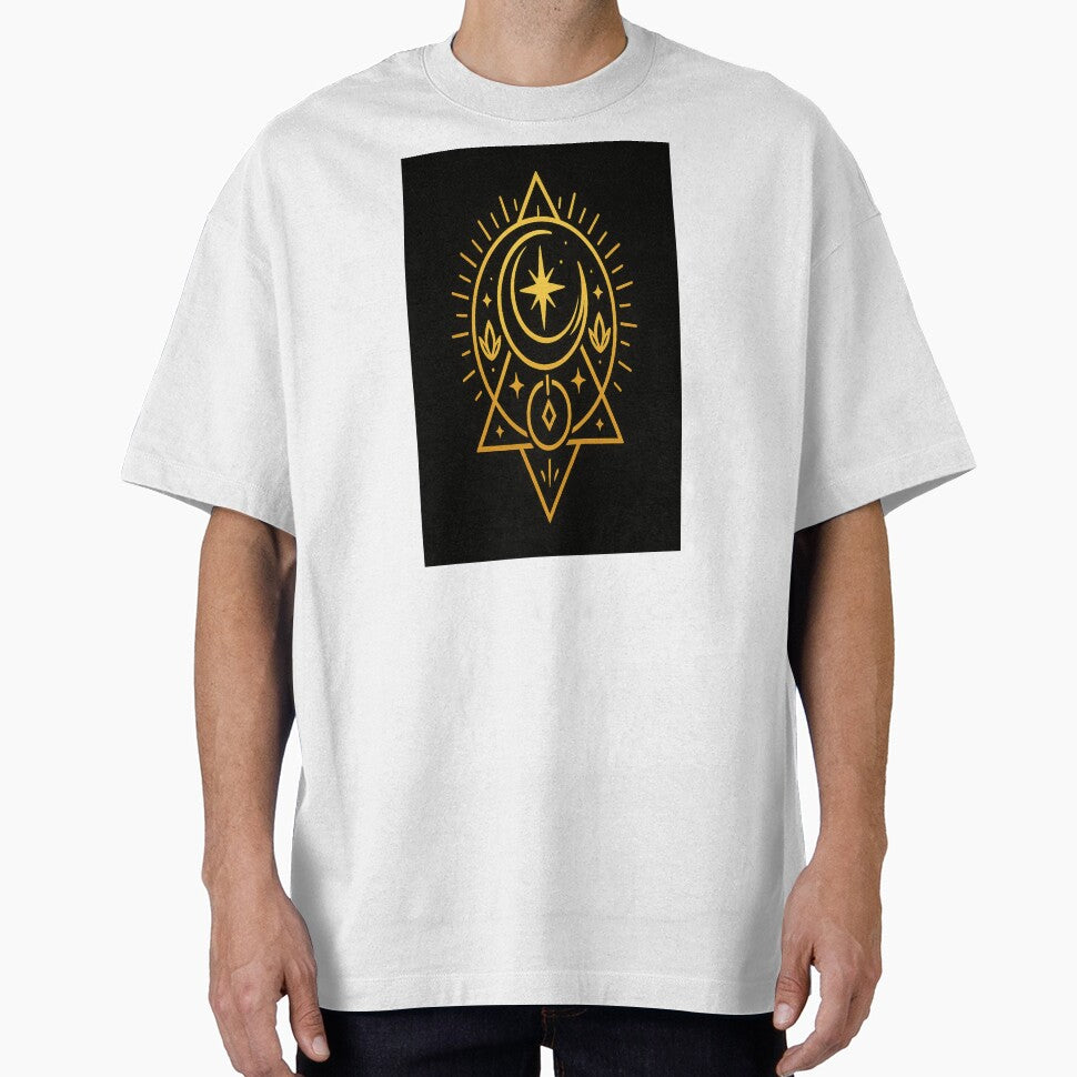 Golden Mystic Moon and Star Symbol by HiteshArt111 T-Shirts, Hoodie, Sweatshirt | BlankRebels.com (Image 1)