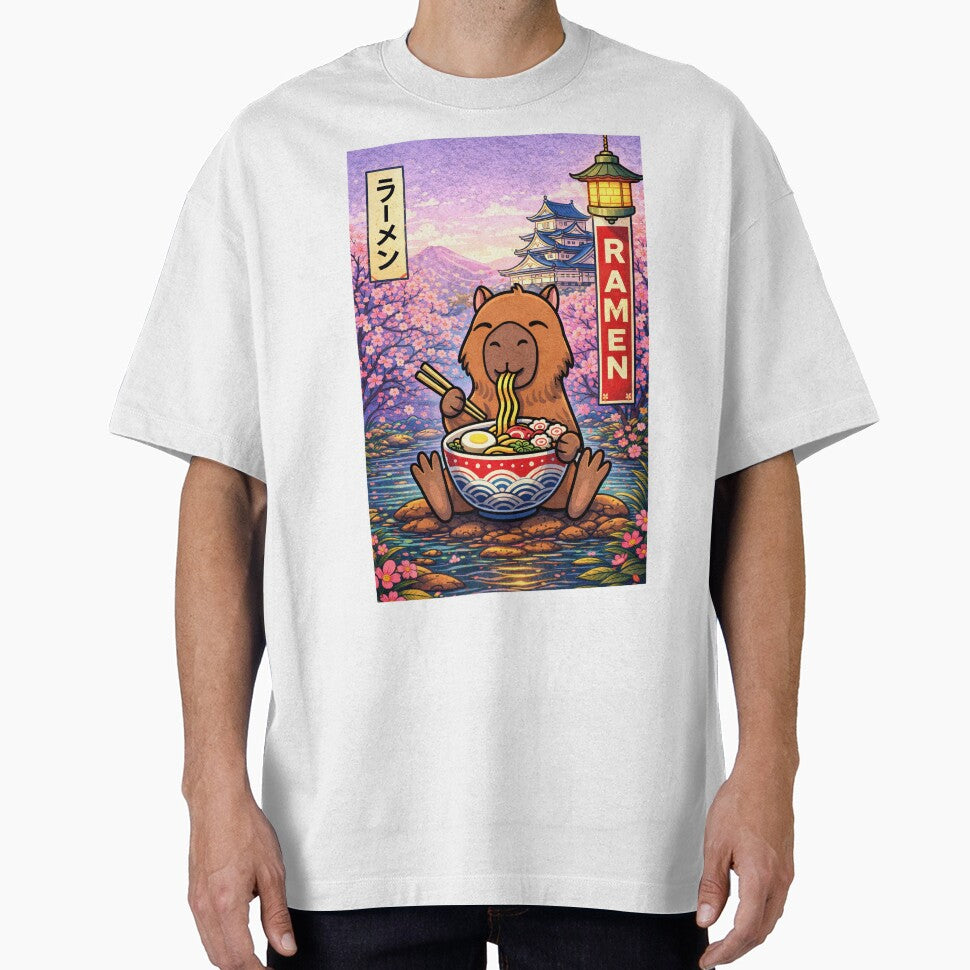 Capybara Eating Ramen – Cute Japanese Capybara Art by RetroPop23 T-Shirts, Hoodie, Sweatshirt | BlankRebels.com (Image 1)