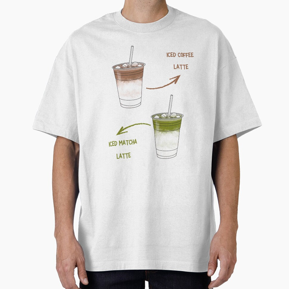 Iced Coffee Latte & Matcha Latte Aesthetic – Minimal Drink Illustration by J0b4t T-Shirts, Hoodie, Sweatshirt (Image 1)