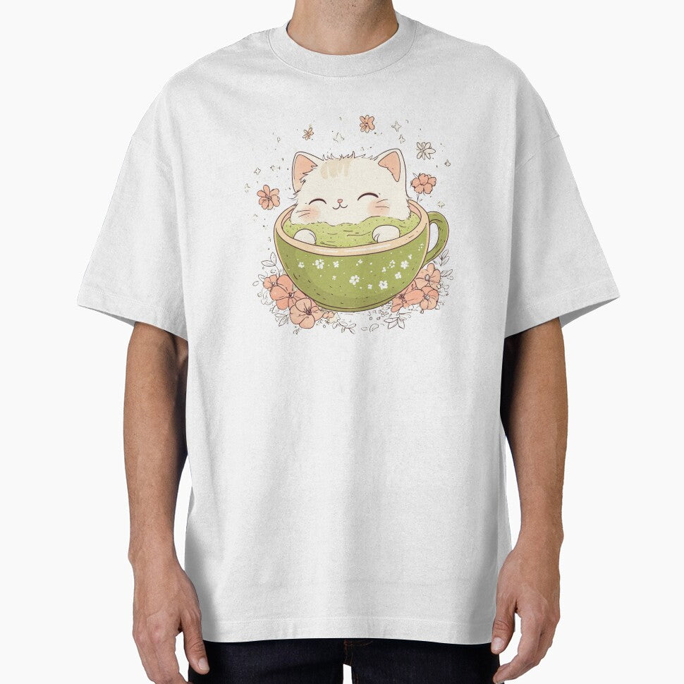 Kawaii Cat in Matcha by NicolasGlowArt T-Shirts, Hoodie, Sweatshirt | BlankRebels.com (Image 1)