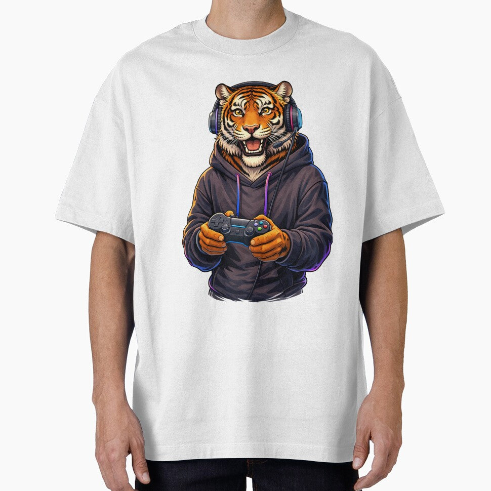 Cool Gamer Tiger with Controller – Modern Gaming Lifestyle Animal Art by ColorSplash123 T-Shirts, Hoodie,... (Image 1)