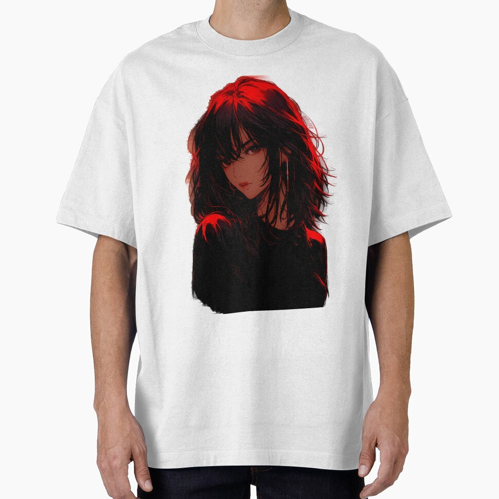 Red Neon Anime Girl – Dark Retro 90s Aesthetic by ShadowsInk T-Shirts, Hoodie, Sweatshirt | BlankRebels.com (Image 1)