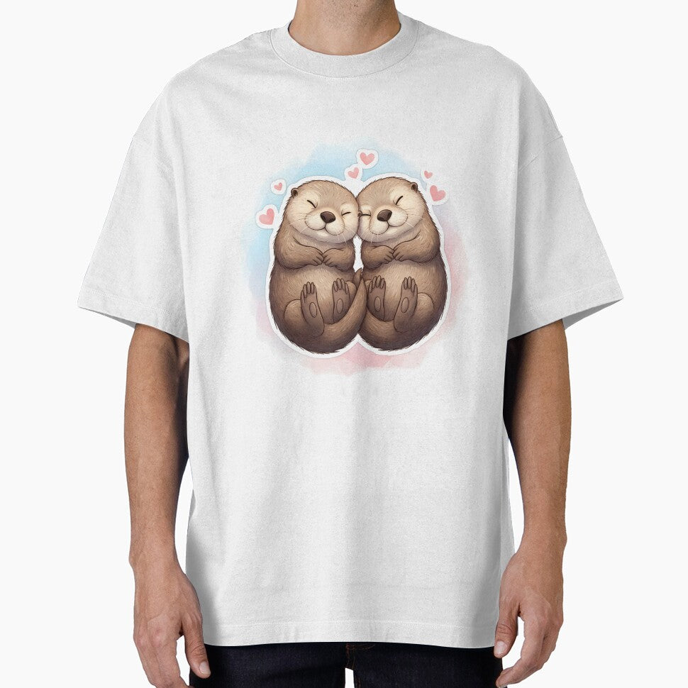Sleeping Otter Couple Holding Hands by Animalpetslover T-Shirts, Hoodie, Sweatshirt | BlankRebels.com (Image 1)