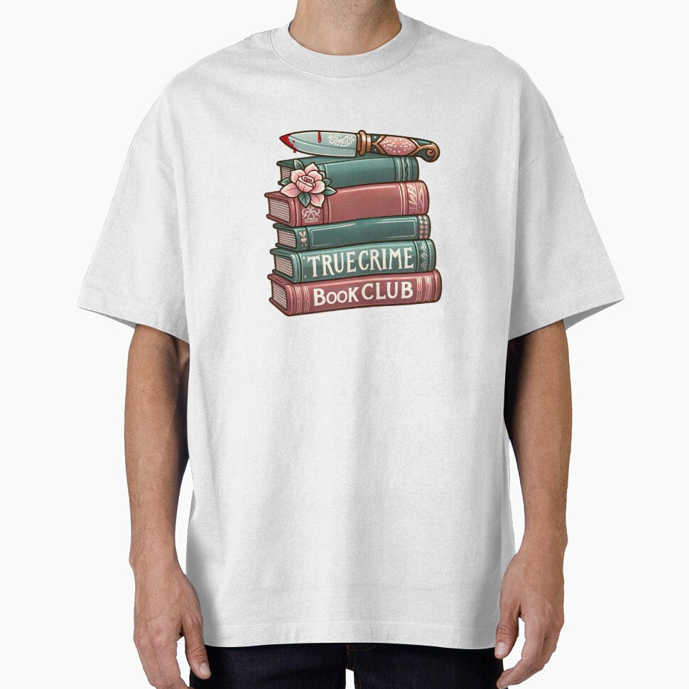 True Crime Book Club Enthusiast Stack of Books with Knife Design by Unitepeople