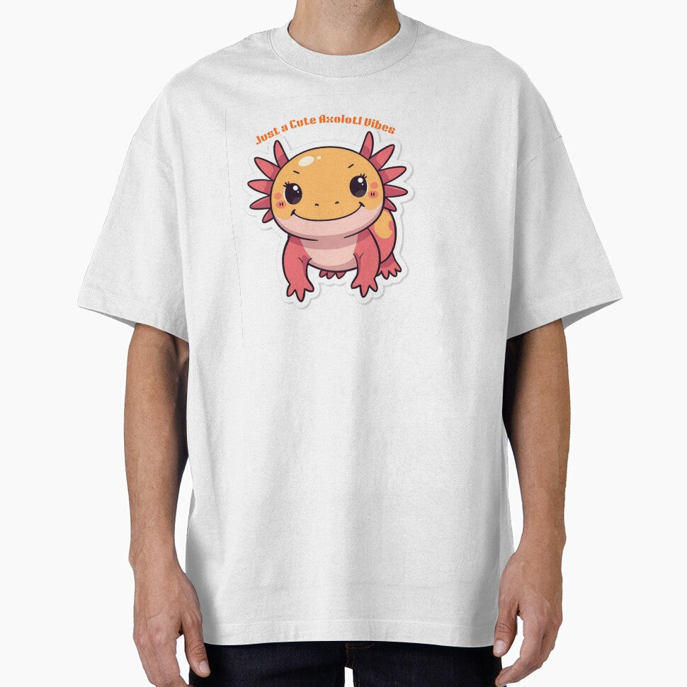 Just a Cute Axolotl Vibes | Kawaii Axolotl Quote Design for Stickers & Apparel . by printeGear T-Shirts,... (Image 1)