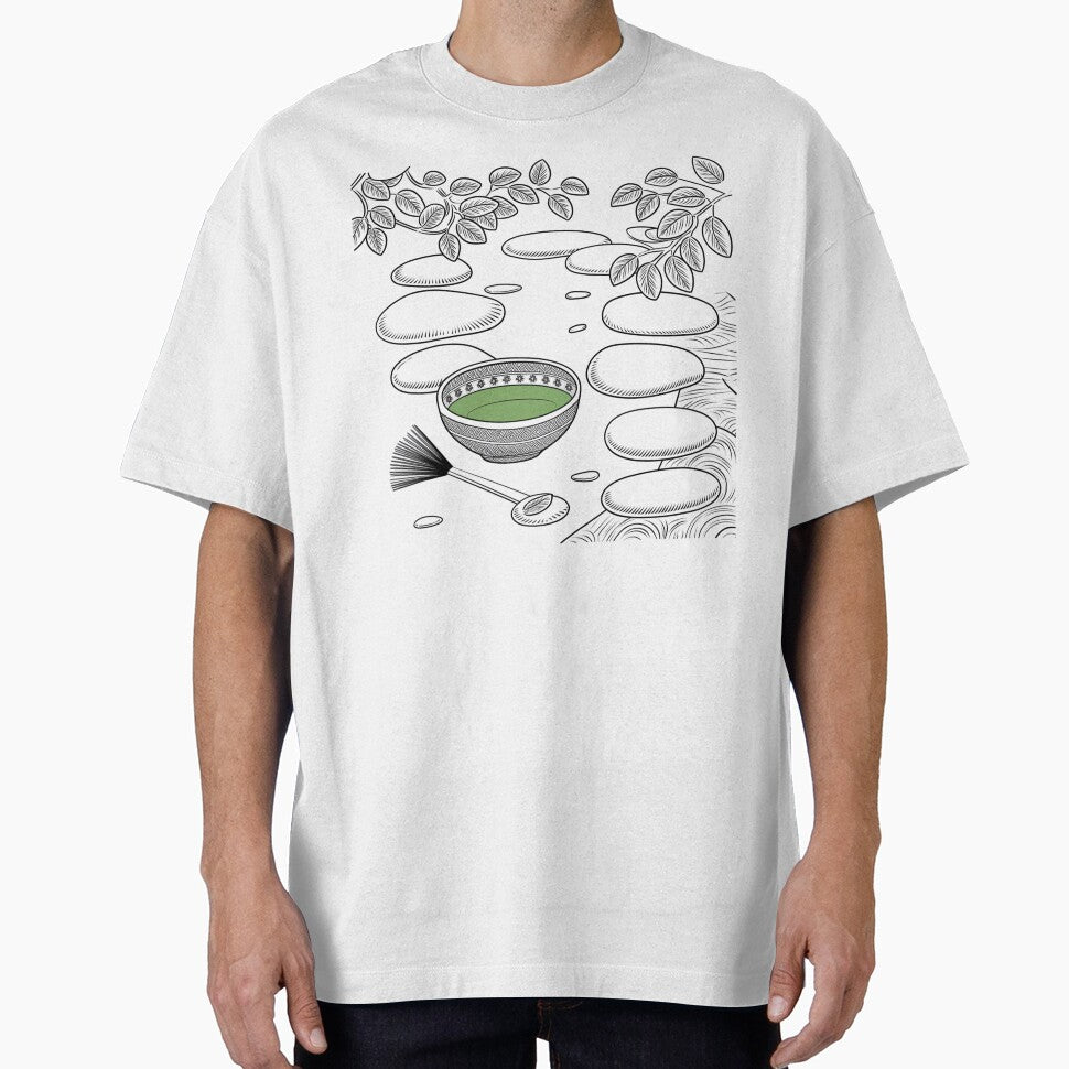 Zen Garden with Matcha Tea Bowl by RoxyBlazeArt14 T-Shirts, Hoodie, Sweatshirt | BlankRebels.com (Image 1)