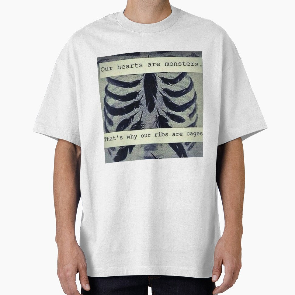 Our Hearts Are Monsters – Dark Gothic Quote Ribcage Art by GraveyardGlam T-Shirts, Hoodie, Sweatshirt (Image 1)
