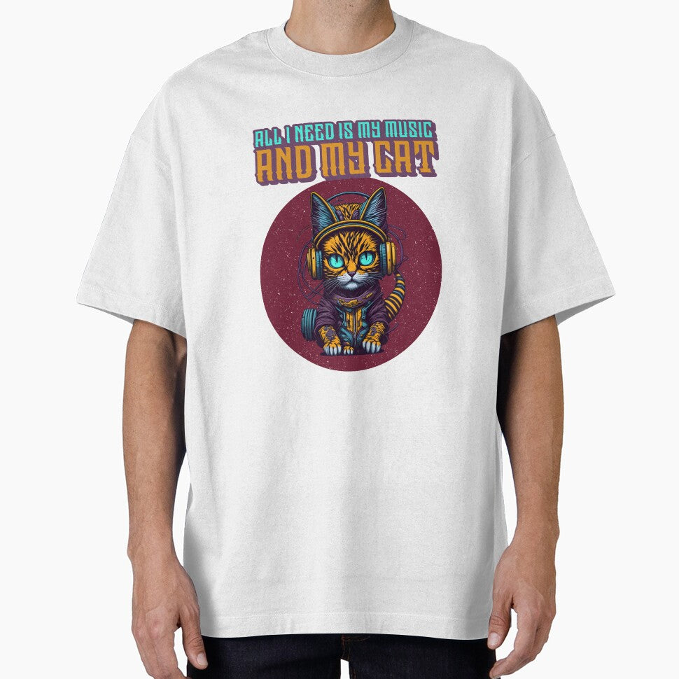 All I Need is My Music and My Cat – Funny Cat Music Lover Quote by Queen1120 T-Shirts, Hoodie, Sweatshirt (Image 1)