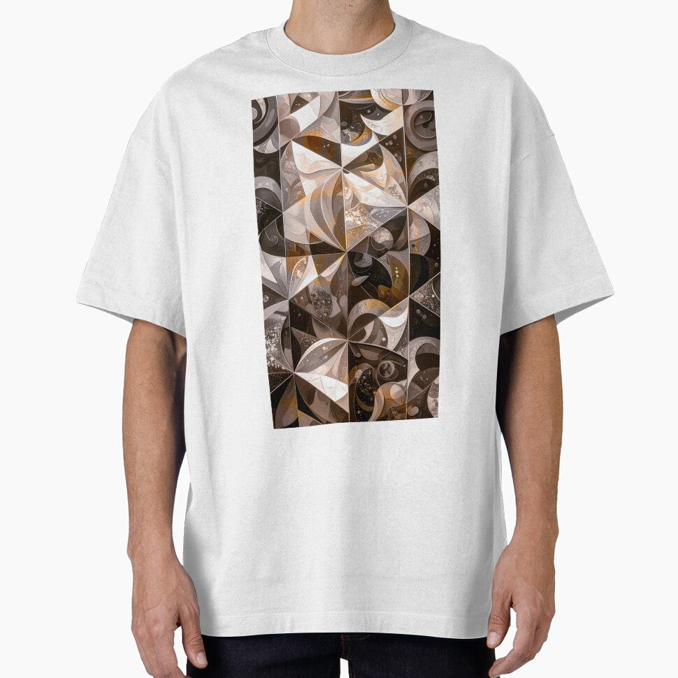 Geometric Flow Panels – Neutral Abstract Rhythm by NizuCaCi T-Shirts, Hoodie, Sweatshirt | BlankRebels.com (Image 1)