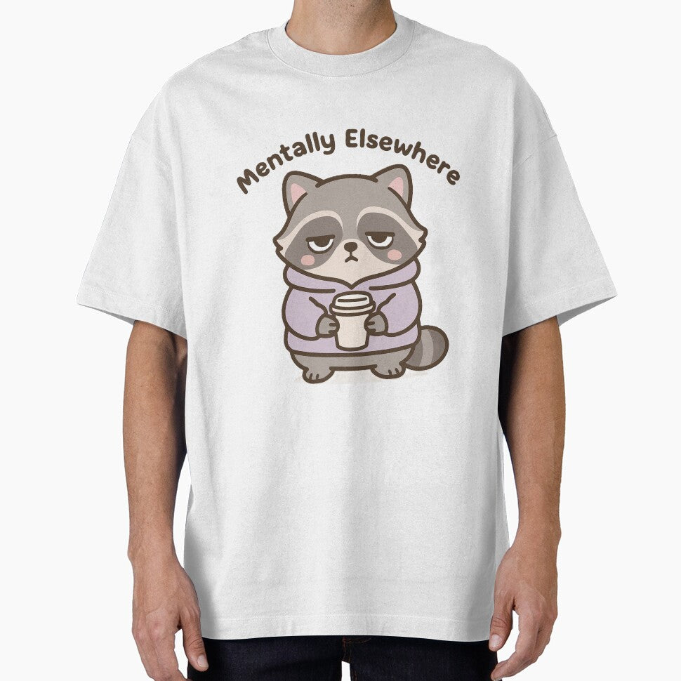 Kawaii Raccoon Mentally Elsewhere Coffee & Fatigue by Serge-Design T-Shirts, Hoodie, Sweatshirt | BlankRebels.com (Image 1)