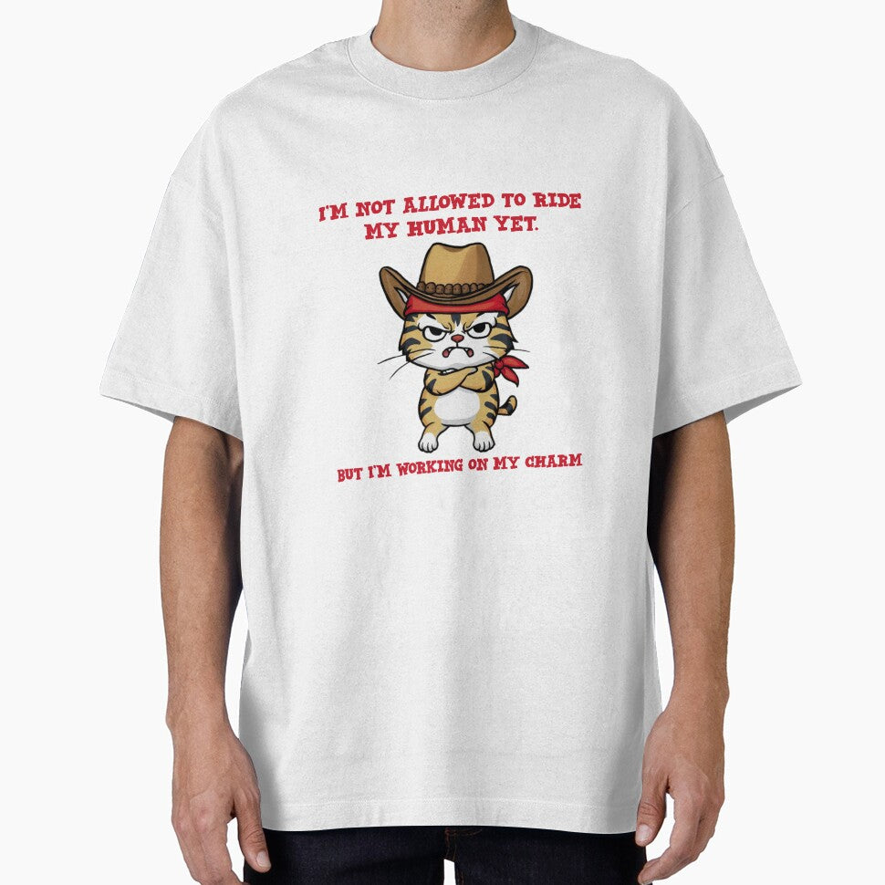 Funny cowboy cat - I'm not allowed to ride my human yet by Micjr T-Shirts, Hoodie, Sweatshirt | BlankRebels.com (Image 1)