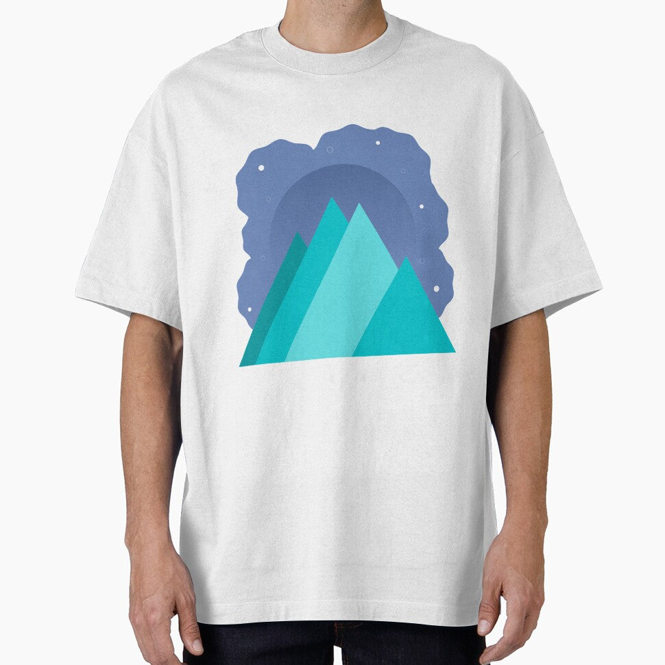 TEAL MOUNTAINS PURPLE NIGHT SKY MINIMALIST ILLUSTRATION Purple BG by MiraiDesigns by miraidesigns T-Shirts,... (Image 1)