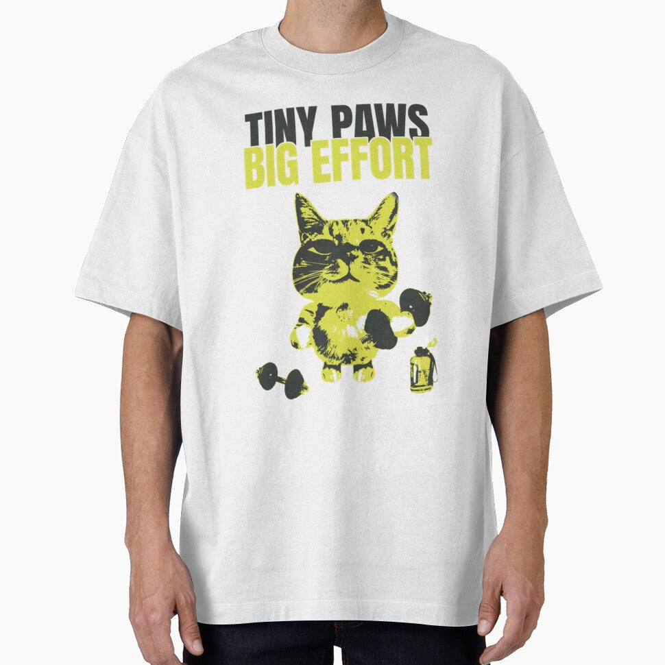 Tiny Paws Big Effort Funny Gym Cat by findbeeingarden