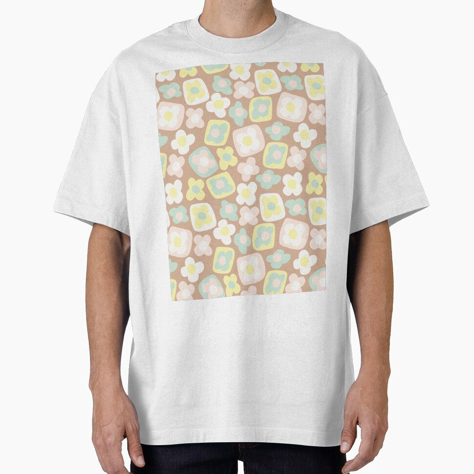 BOHO BOXY MODERN FLOWER PATTERN BROWN PASTELS by blomastudios T-Shirts, Hoodie, Sweatshirt | BlankRebels.com (Image 1)