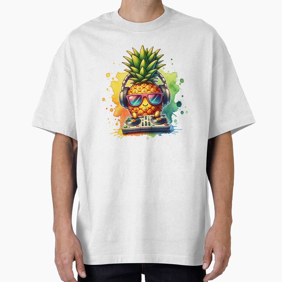 Watercolor Cool Pineapple DJ by ChaosReigns91 T-Shirts, Hoodie, Sweatshirt | BlankRebels.com (Image 1)