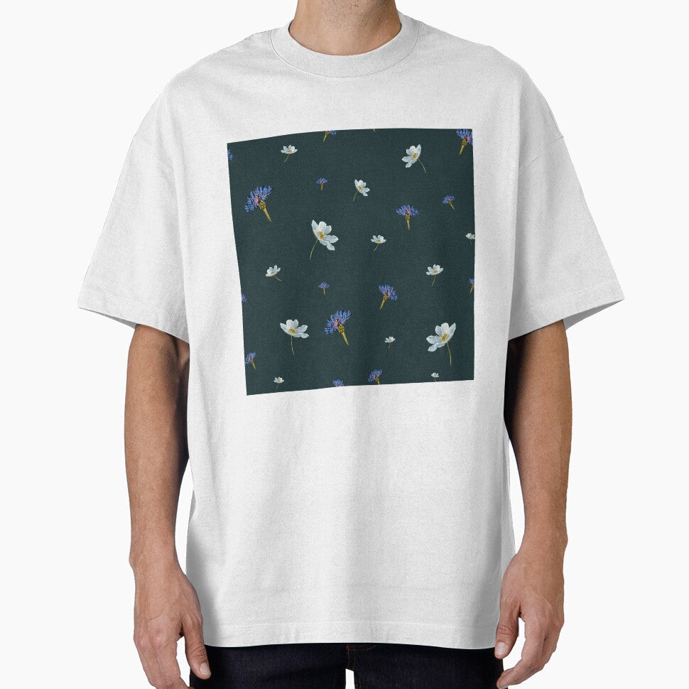 Flower blue daisy pattern seamless a watercolor blue by Yana Mustafina | Boho Soulful Designs T-Shirts, Hoodie,... (Image 1)
