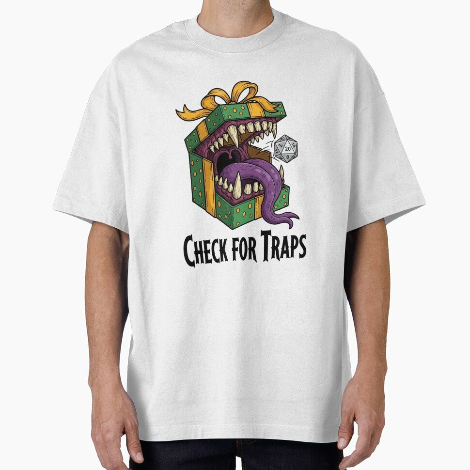 Check For Traps - Funny Christmas Mimic Gift Box RPG Dice by AshronDigital T-Shirts, Hoodie, Sweatshirt (Image 1)