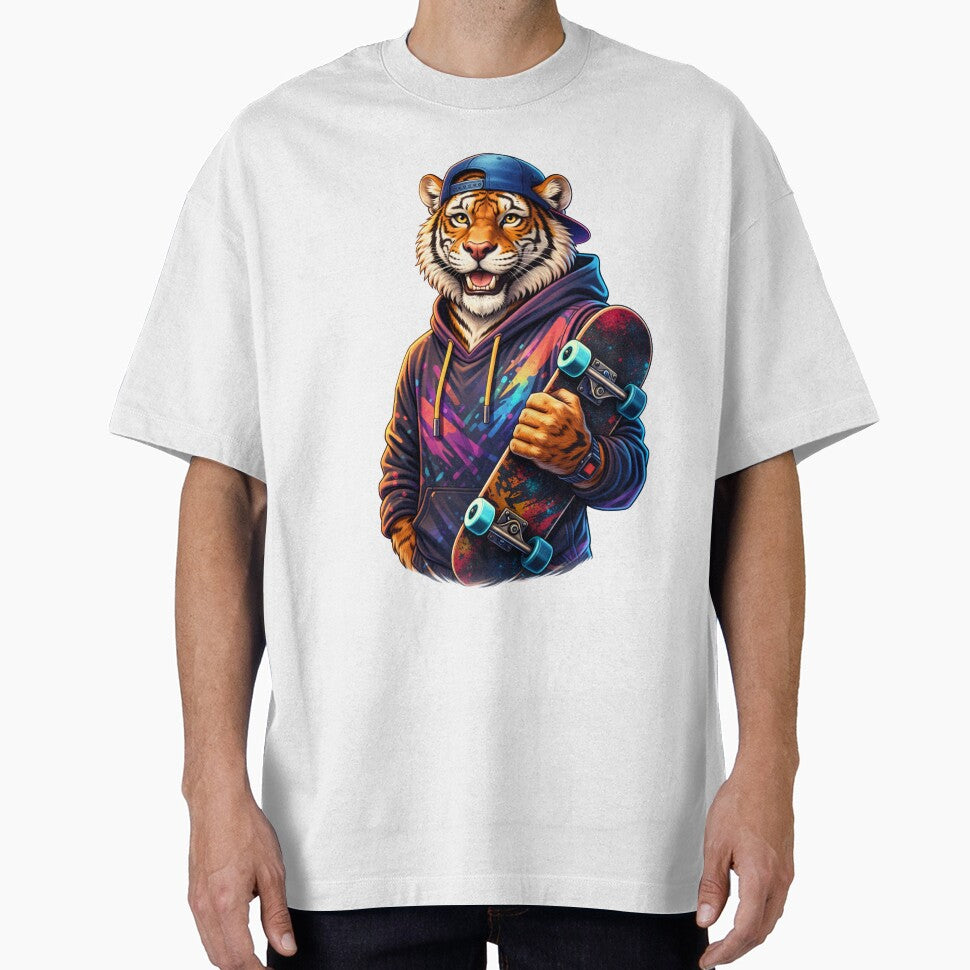Street Skate Tiger with Skateboard – Urban Youth Streetwear Animal Art by ColorSplash123 T-Shirts, Hoodie,... (Image 1)