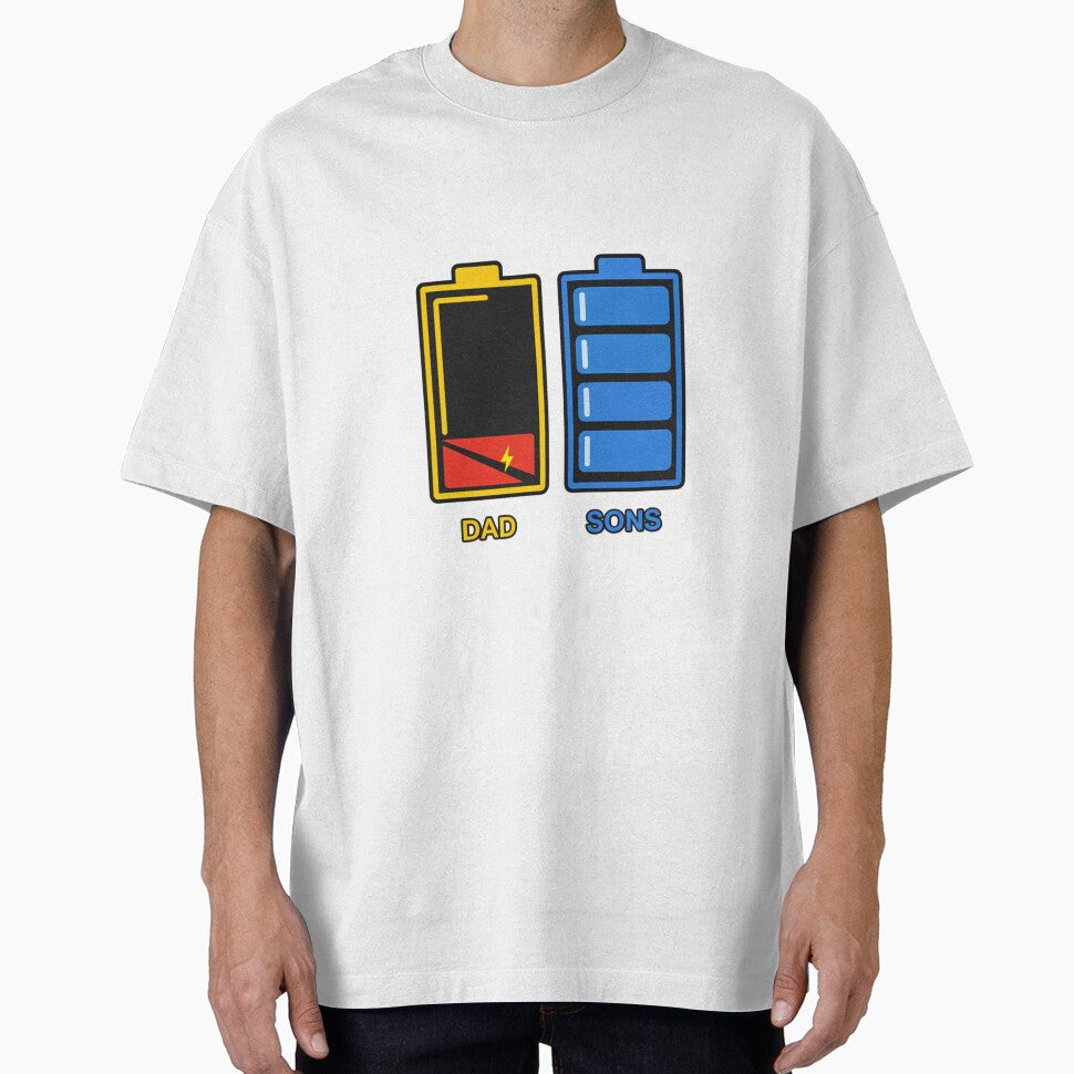 Dad vs Sons Battery Energy Funny Fatherhood Humor Gift by w66aboo T-Shirts, Hoodie, Sweatshirt | BlankRebels.com (Image 1)