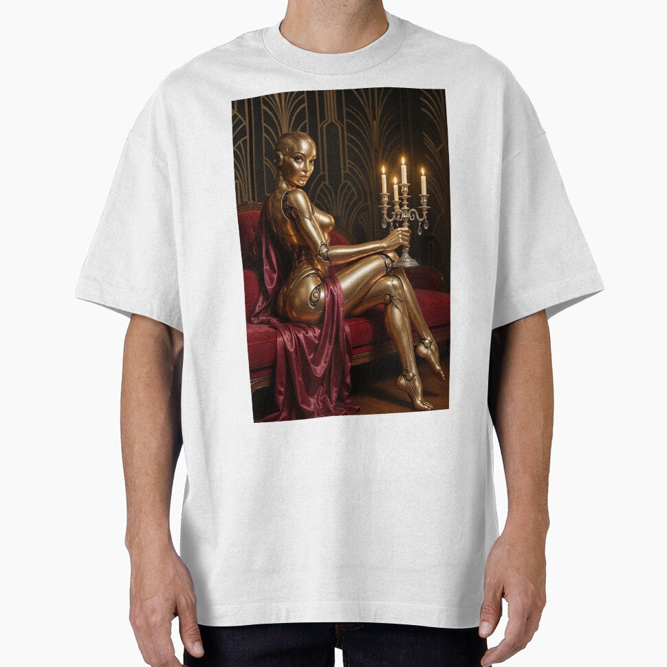 Golden Robotic Woman Holding Candelabra T-Shirts, Hoodie, Sweatshirt