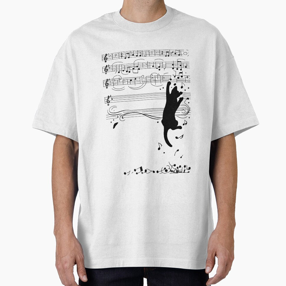 Playful Cat & Music Notes Silhouette – Minimalist Music Lover Design by TouchBaLa T-Shirts, Hoodie, Sweatshirt (Image 1)