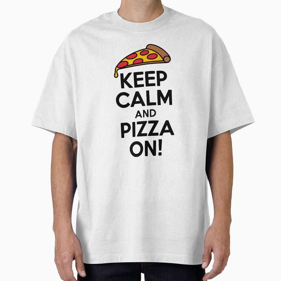 Keep Calm And Pizza On! Cute Pizza Pun by PMCreative T-Shirts, Hoodie, Sweatshirt | BlankRebels.com (Image 1)
