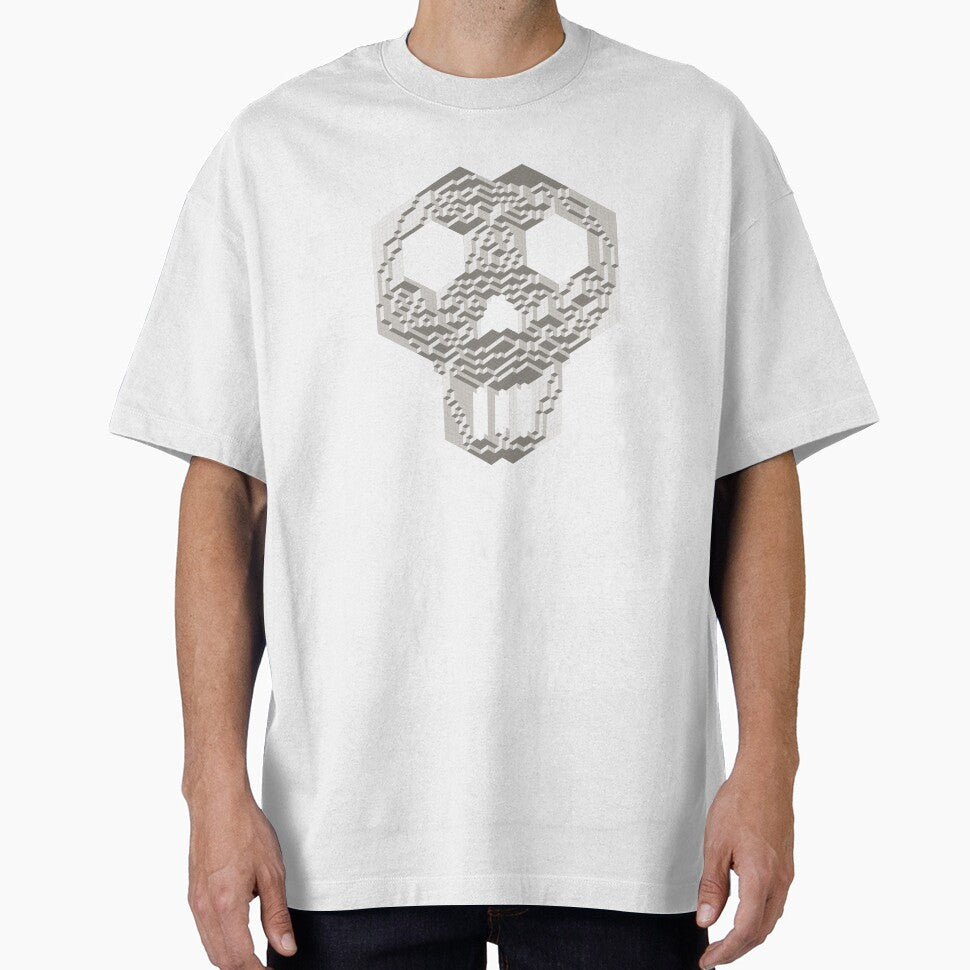 Geometric Skull — Bone Gray Isometric Cube Mosaic by tilinger T-Shirts, Hoodie, Sweatshirt | BlankRebels.com (Image 1)