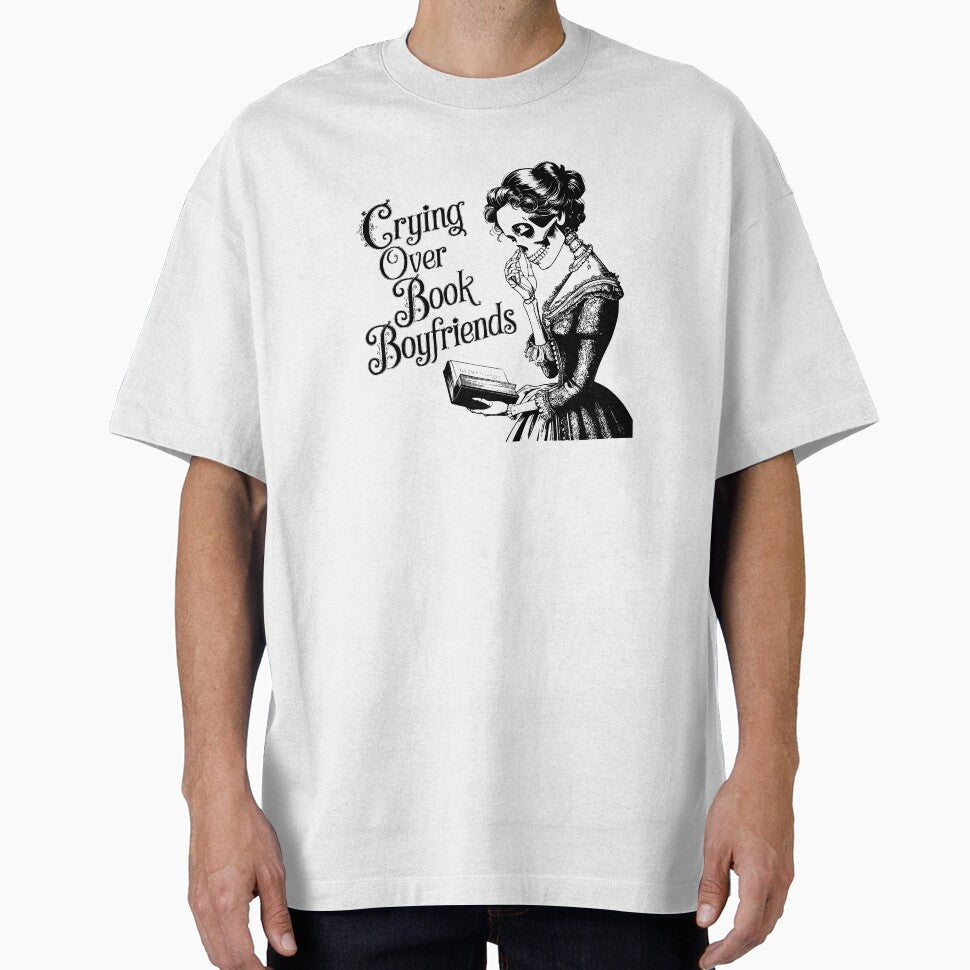 Crying over book boyfriends – funny romance reader design by CleanDecor T-Shirts, Hoodie, Sweatshirt (Image 1)